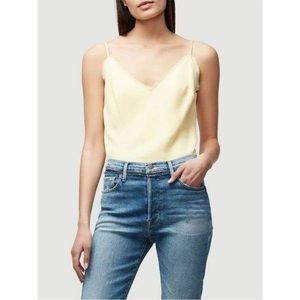 Frame satin yellow cami with frayed trim